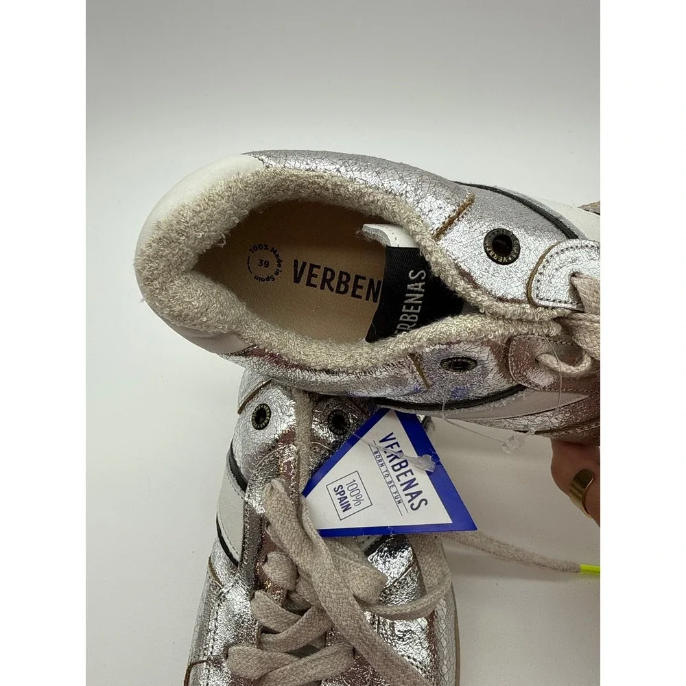 Verbenas Gaudi Sneakers Women size 7 metallic silver Low Top Lace Up Shoes NWT